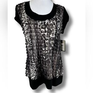 JTB Short Sleeve Ruffle front Top NWT